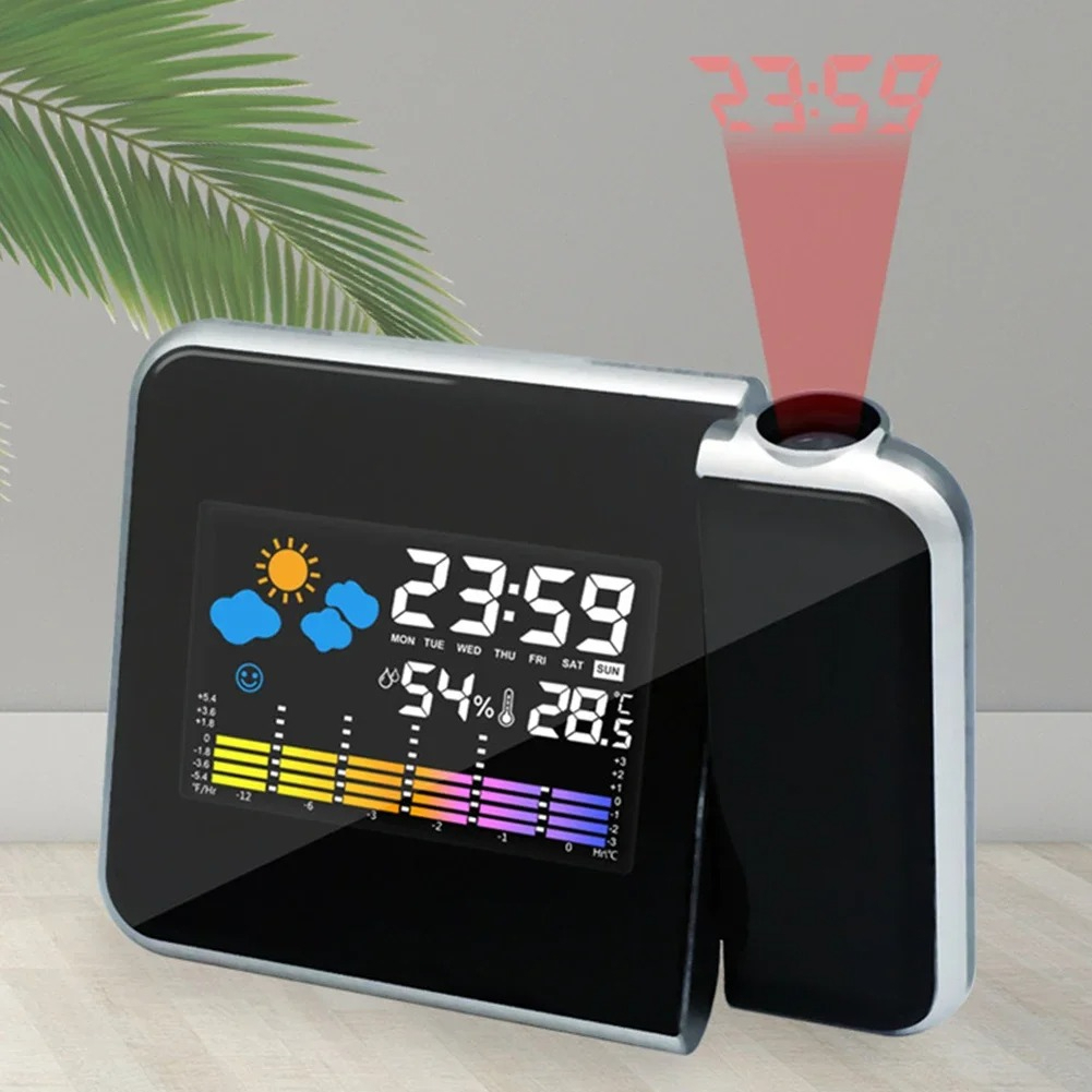 Led Desk Clock - LED回転投影目覚まし時計カラースクリーンデジタルディスプレイホームデスクトップ装飾電子時計