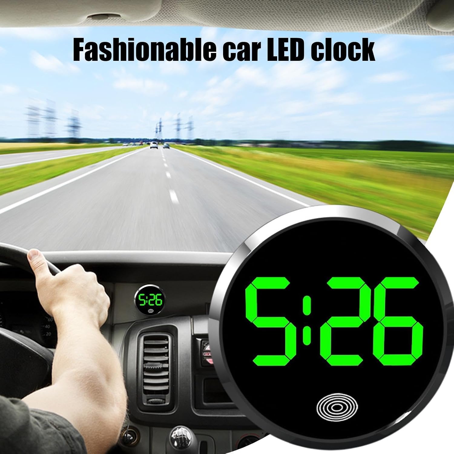 Led Desk Clock - ユニバーサルカーダッシュボードデジタル時計 ファッショナブルなLED時計 タッチコントロール式 ほとんどの車、電動自転車、学習机、ダッシュボードに対応