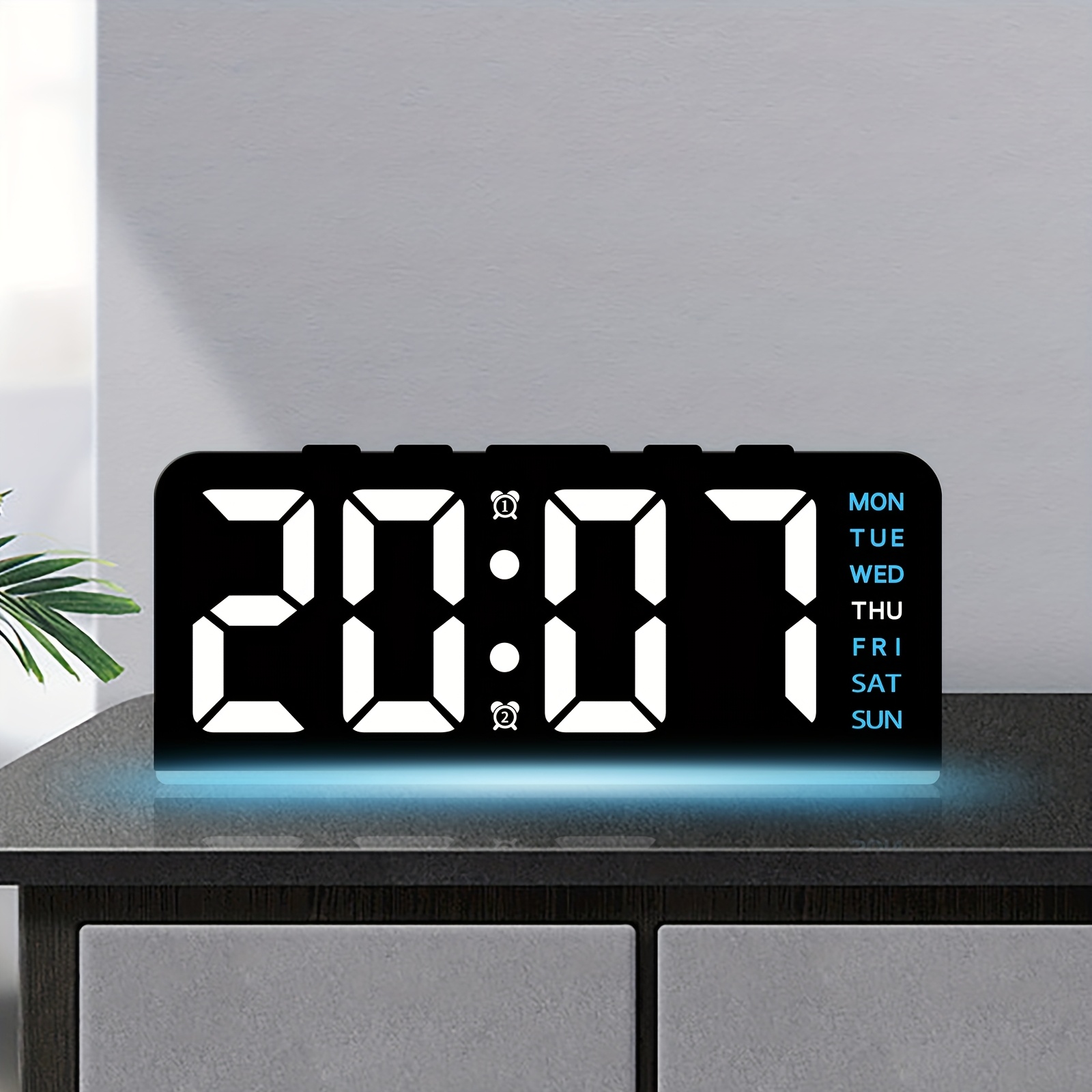 Led Desk Clock - 1 個デジタル LED 目覚まし時計日付表示付きデュアルアラームスヌーズ機能ナイトライト 12 時間