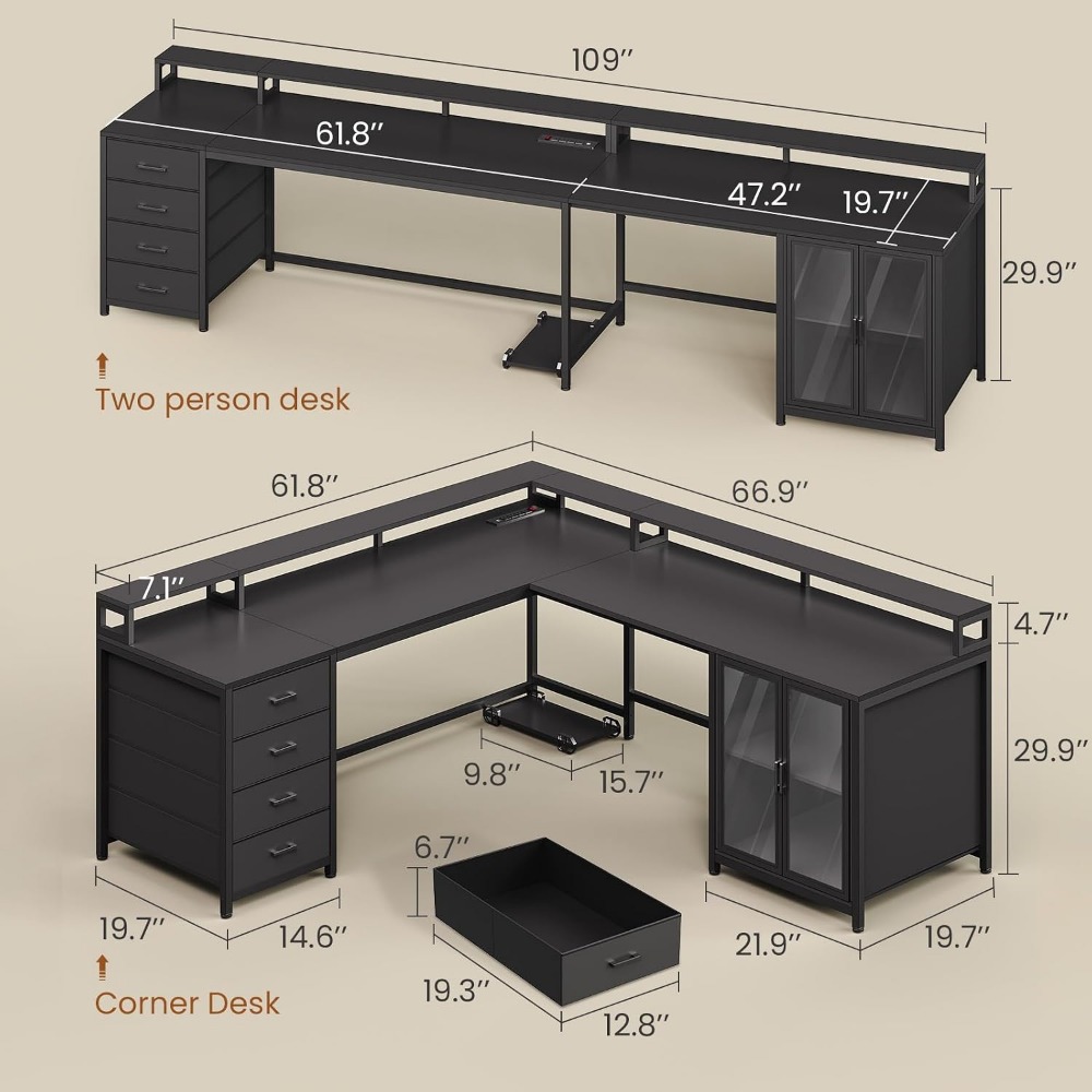SEDETA L字型ゲーミングデスク（引き出し4つ付き）、1 - Home Office L Shaped Desk のレビューと価格