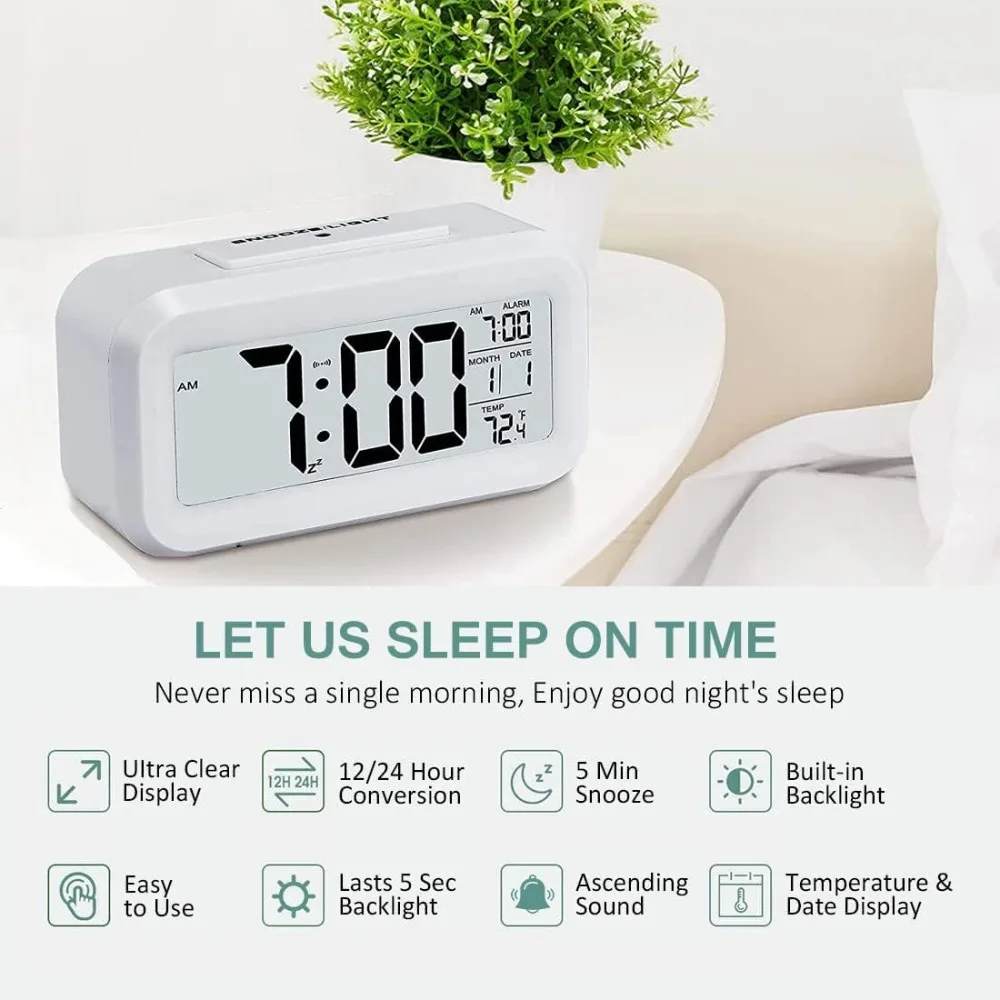 LED 電子デジタル目覚まし時計バックライトスヌーズカレンダ - Led Desk Clock のレビューと価格