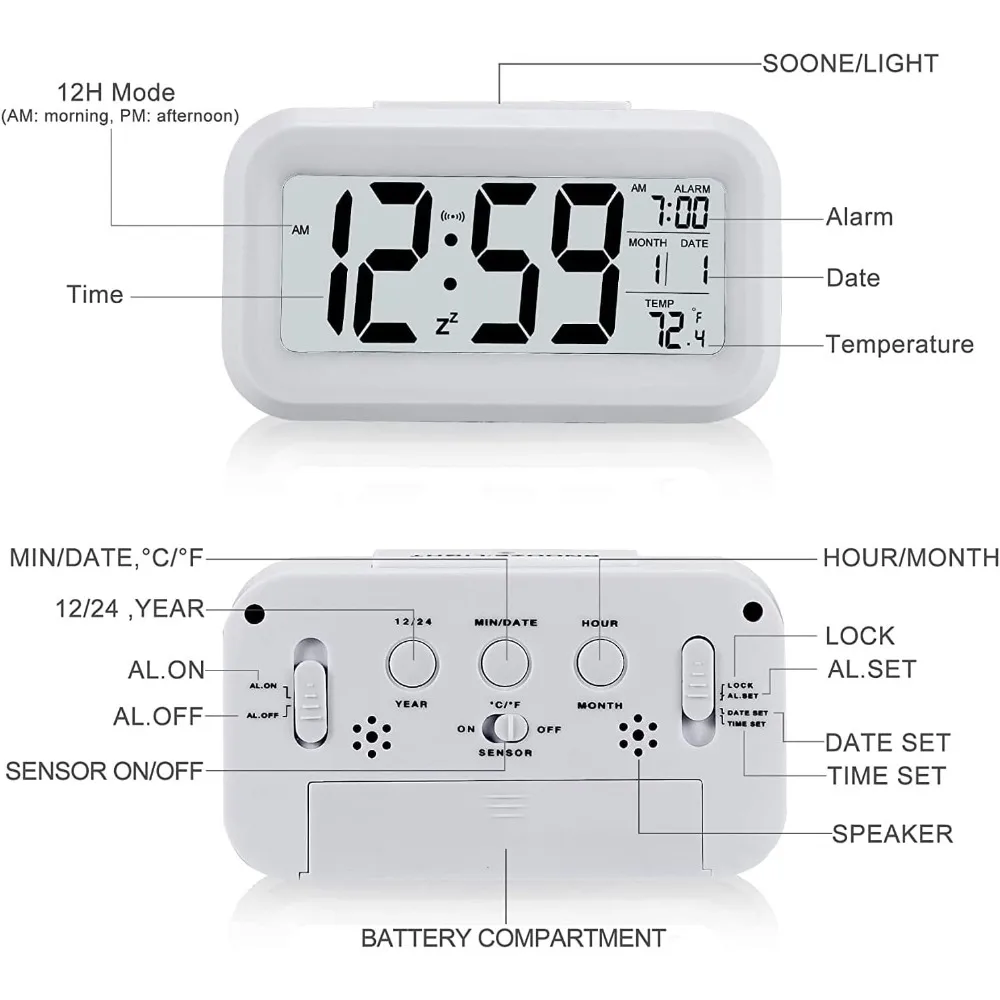 LED 電子デジタル目覚まし時計バックライトスヌーズカレンダ - Led Desk Clock のレビューと価格