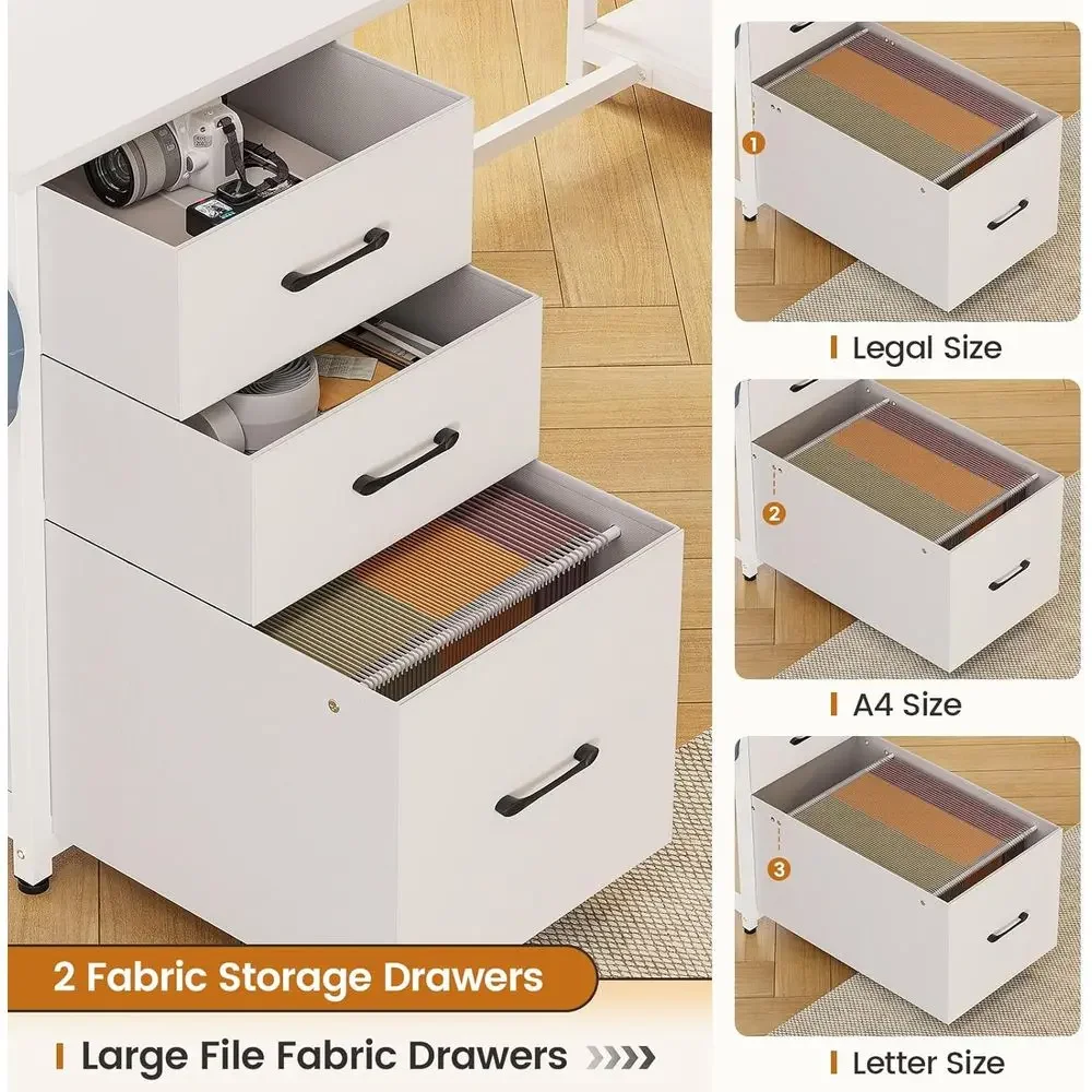 58インチL字型デスク、収納付き、3つの引き出し、本棚、LE - Home Office L Shaped Desk のレビューと価格