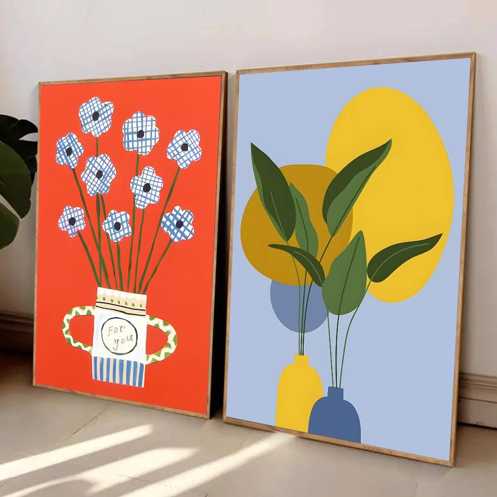 モダンなフラワーマーケットの花瓶、花柄キャンバスポスター、額 - Home Office Marketing のレビューと価格