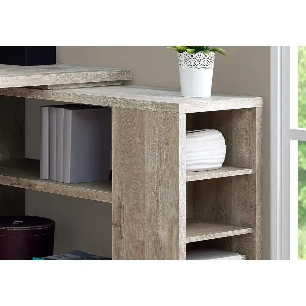 60 L字型デスク、トープ色の再生木材、家庭およびオフィス用 - Home Office L Shaped Desk のレビューと価格