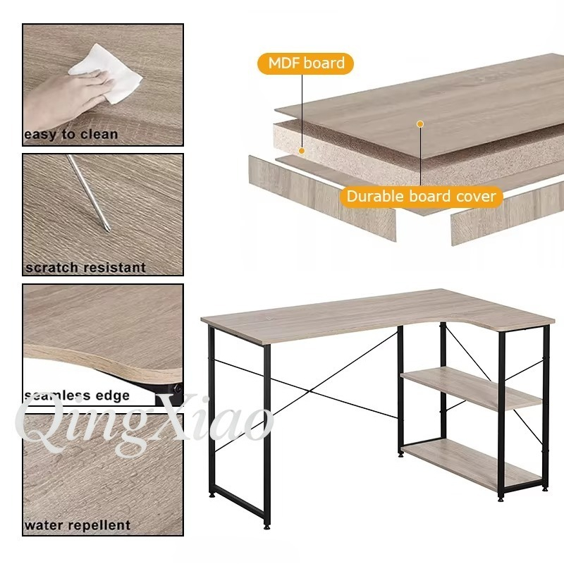 L字型コーナーデスク、本棚付き、壁掛けテーブルキャビネット、 - Home Office L Shaped Desk のレビューと価格