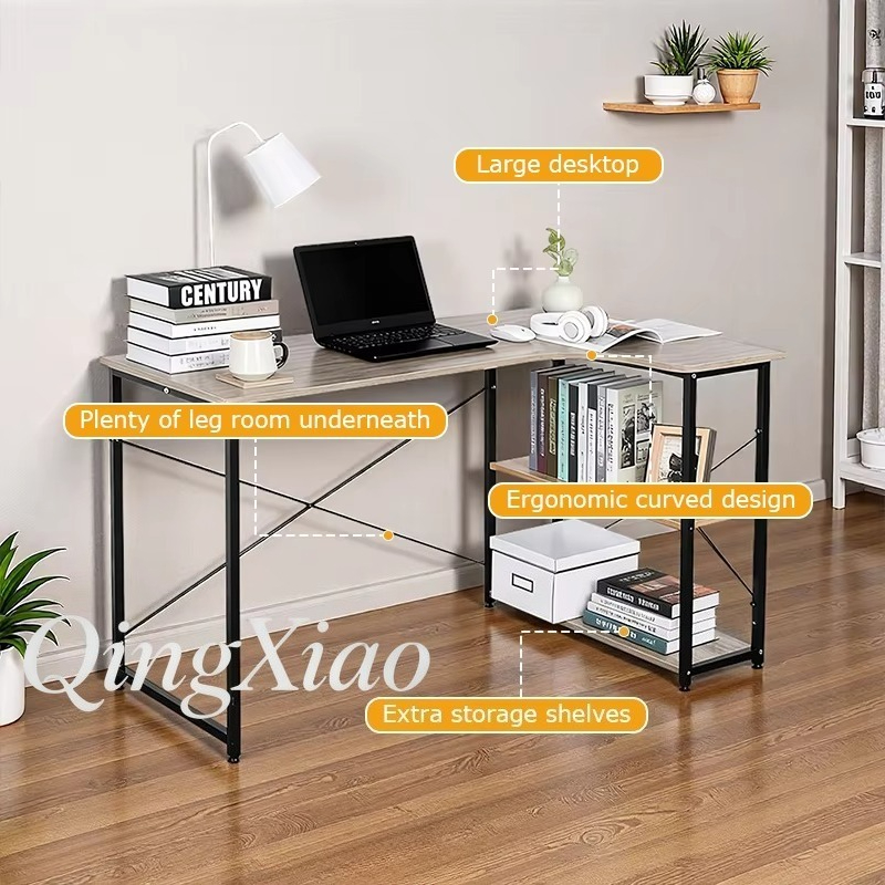 L字型コーナーデスク、本棚付き、壁掛けテーブルキャビネット、 - Home Office L Shaped Desk のレビューと価格