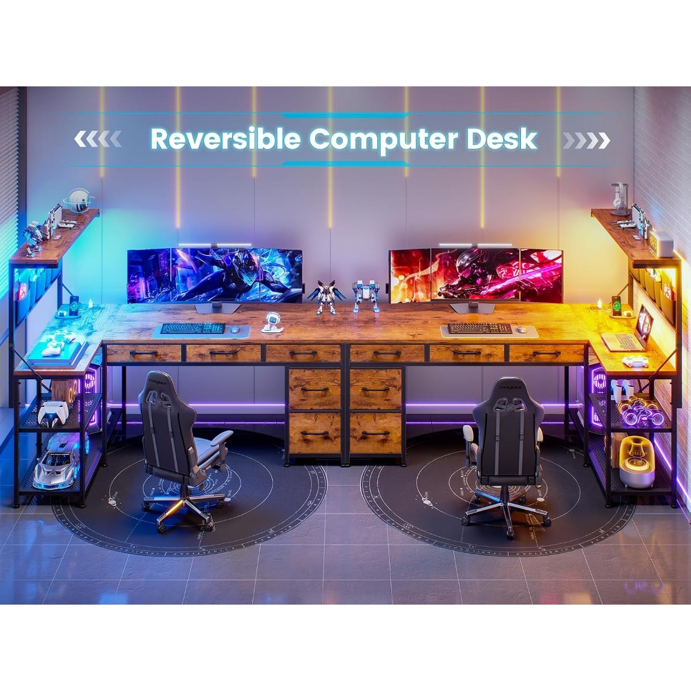SEDETA L字型デスク（引き出しとハッチ付き）、47.2 - Home Office L Shaped Desk のレビューと価格