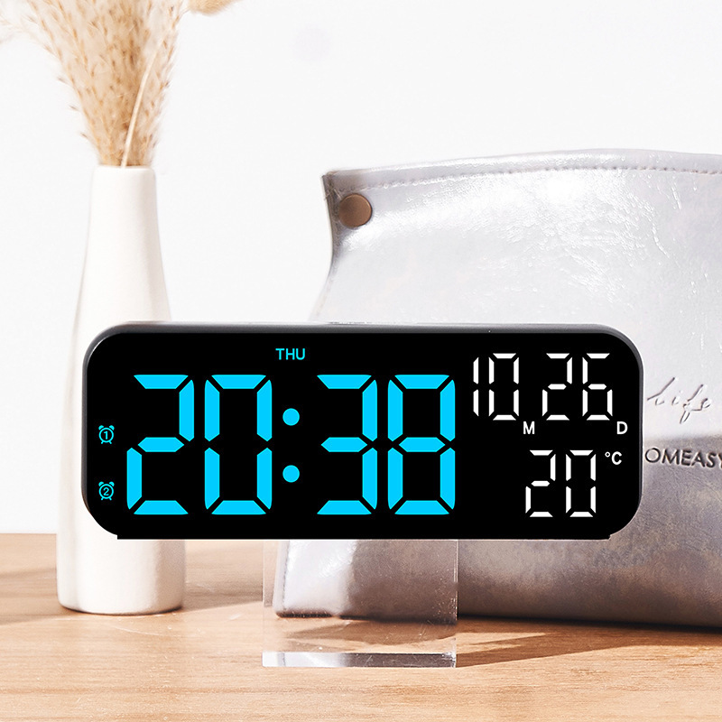 シンプルなデジタル目覚まし時計 多機能 LED 時計 音声制 - Led Desk Clock のレビューと価格