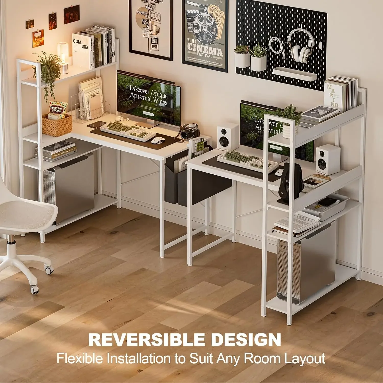 アクティビティ価格47インチL字型コンピューターデスク、反転 - Home Office L Shaped Desk のレビューと価格