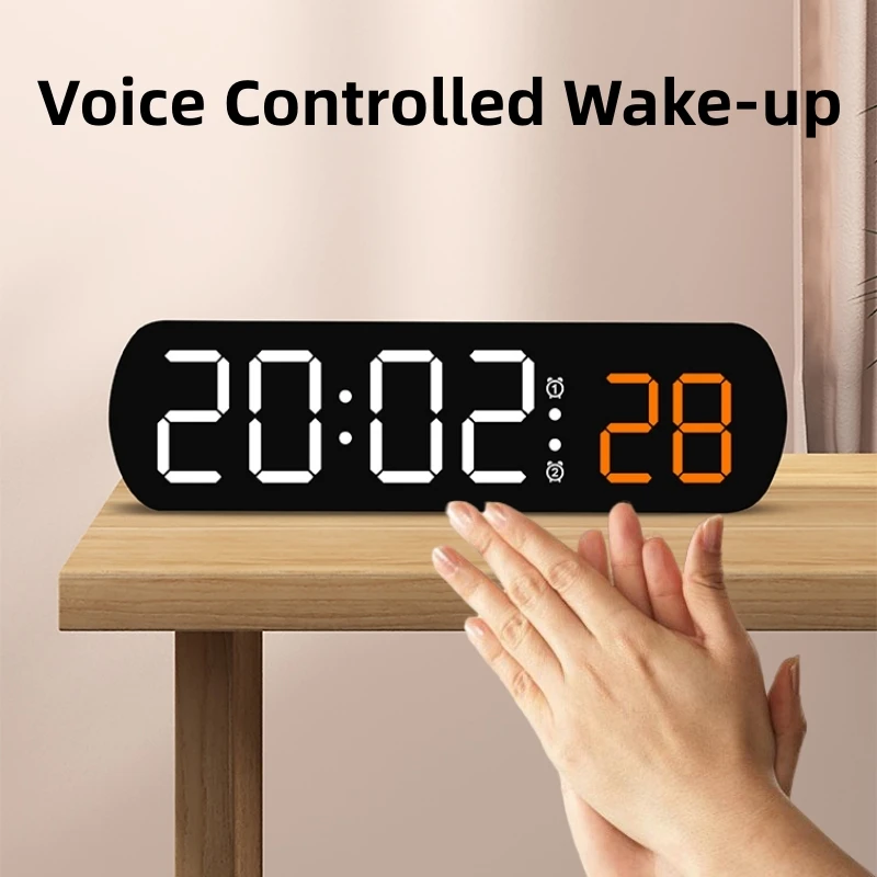 音声制御デジタルアラームタイマー時計温度デュアルアラームデス - Led Desk Clock のレビューと価格