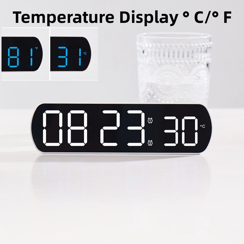 音声制御デジタルアラームタイマー時計温度デュアルアラームデス - Led Desk Clock のレビューと価格